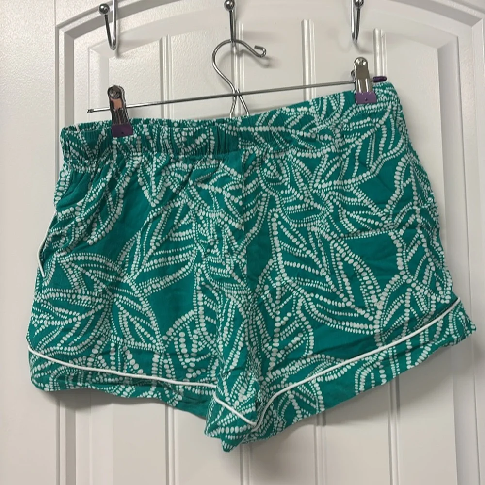 Stars Above Leaf Print Women’s Pajama Set - Teal - Picture 6 of 8